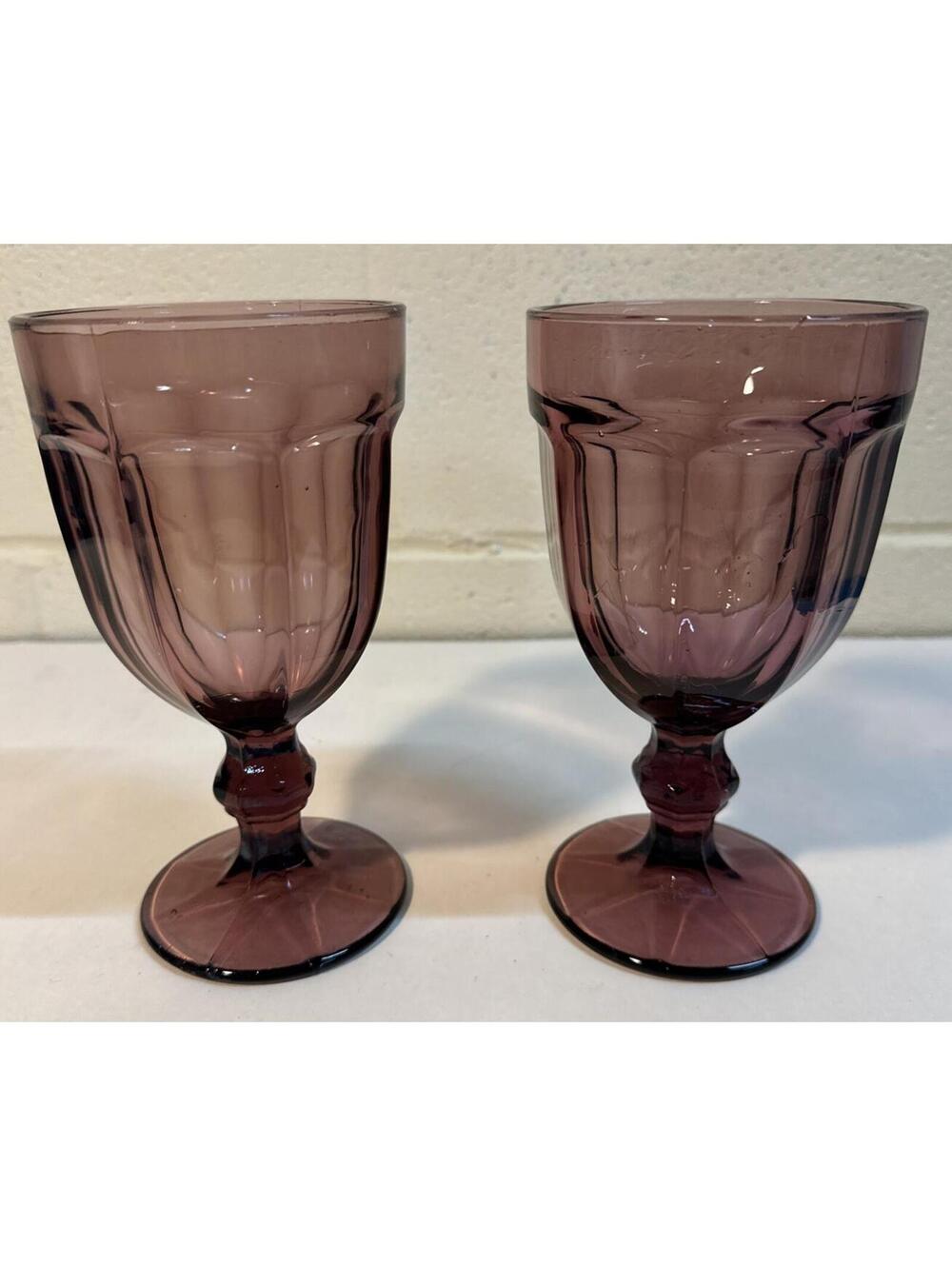 Set Of 2 Libbey Duratuff Gibraltar Purple 16oz Goblet